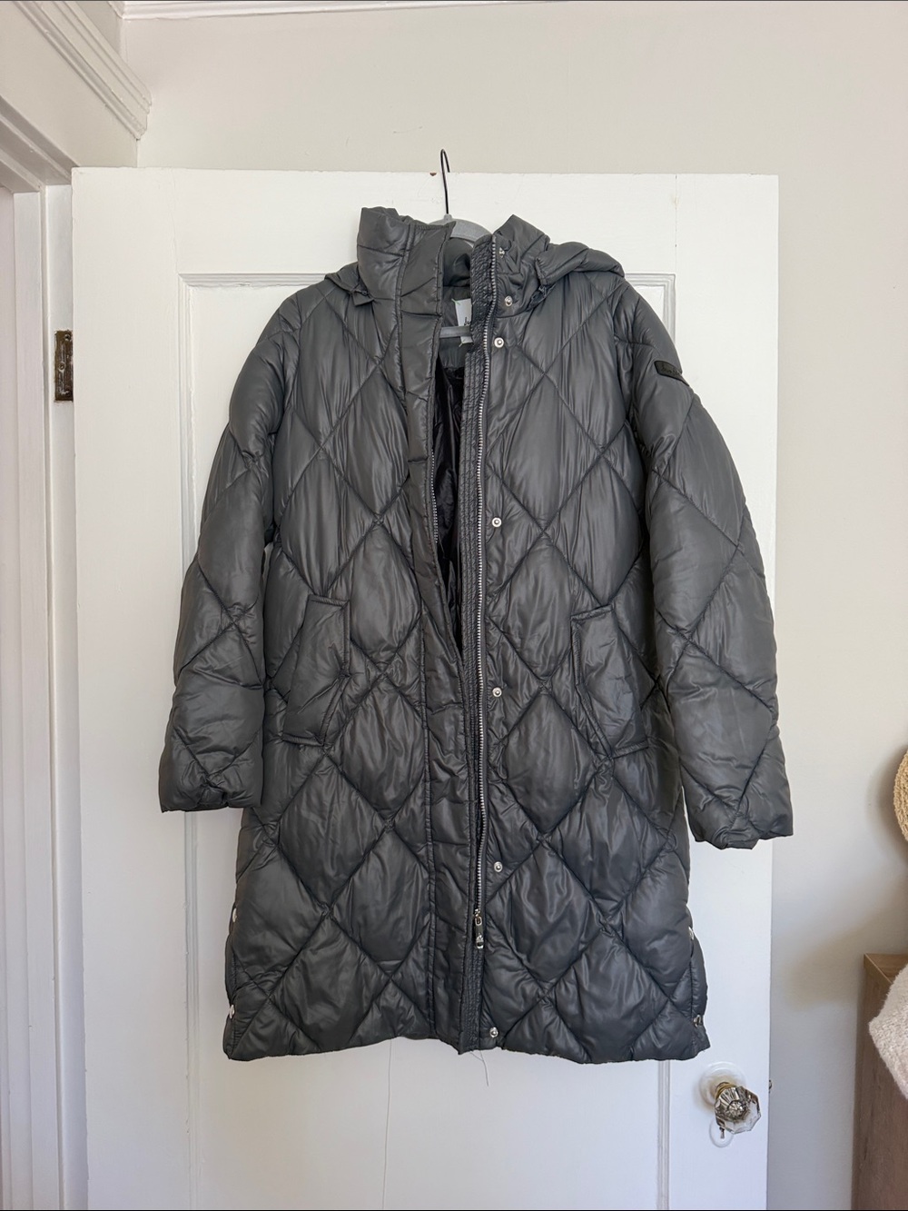 Sam Edelman Women’s Quilted Hooded Puffer Coat - Gray
